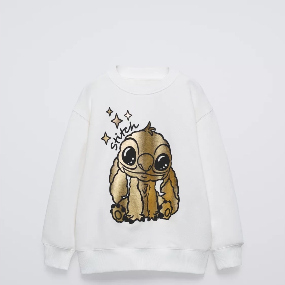 EUC Zara girl 9-10 Stitch Kids White Sweatshirt